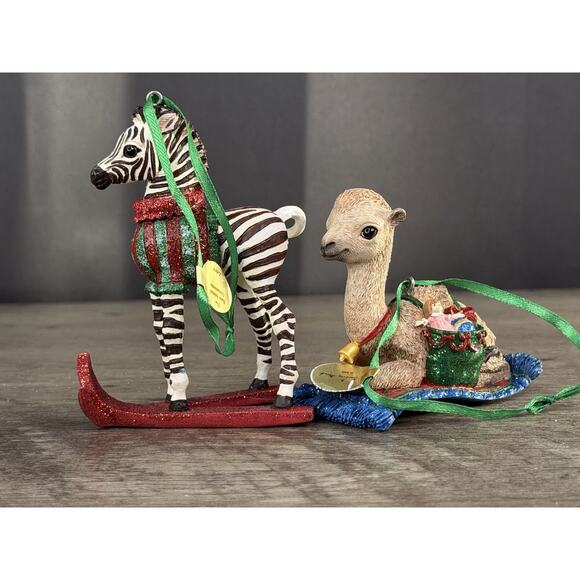 NIB Pair Danbury Mint Baby Animal Ornament Collection camel and zebra - Picture 3 of 7